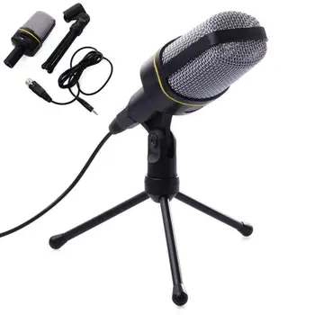 

Professional 3.5mm Wired Stereo Studio Omnidirectional Desktop Microphone With Tripod Stand For Computer PC USB Studio Speech