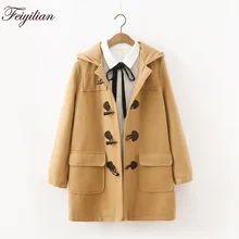 Осенне-зимняя новая женская одежда, шерстяное пальто средней длины с роговыми пуговицами в японском стиле, женское студенческое пальто Mori Department