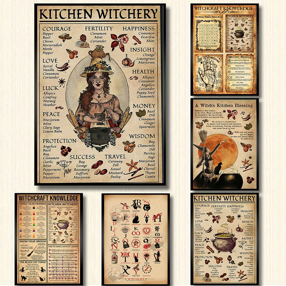 Kitchen Witchcraft Fun Posters and Prints Decoration Canvas Wall Picture Witch Blessing Knowledge Art Painting Gift Home Decor
