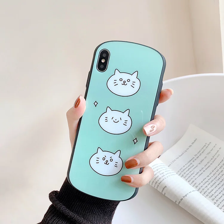 

For Cartoon Cat Piglet iPhoneX Mobile Shell Xr Apple XsMax Cute 8p/7plus Female 6s Drop Arc Shield Glass Shell