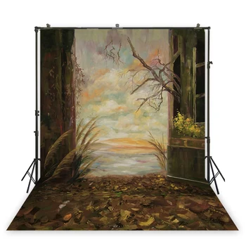 

HUAYI oil painting background photography props old house photo Wedding photography backdrop XT-7032