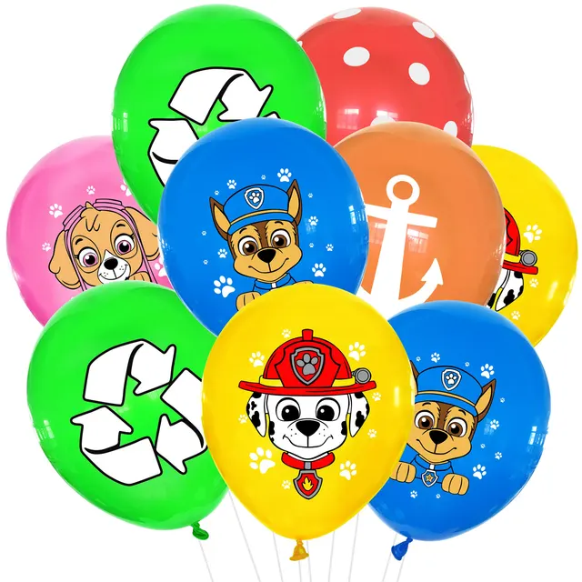 Paw Patrol Birthday Party Balloons Toy Birthday Banner For Kids Boys Girls Party Decoration Paper Cup Plate Tableware Supplies 12PCS