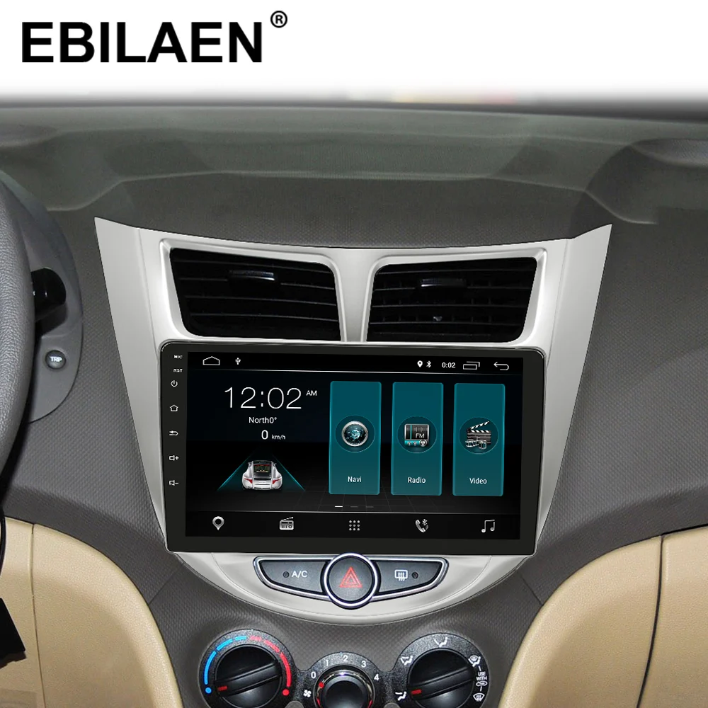 Excellent EBILAEN Android 9.0 Car Radio Multimedia Player For Hyundai Solaris Accent Verna 2Din Car Autoradio GPS Navigation Video Audio 1