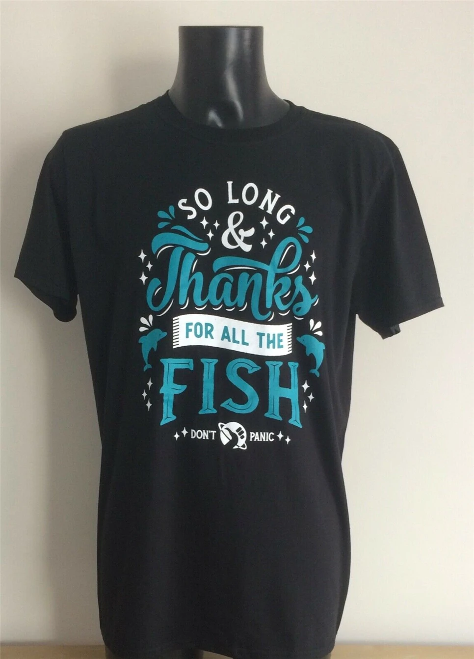 Douglas Adams-So Long& Thanks For All The Fish Футболка-Черный-Большая праздничная футболка