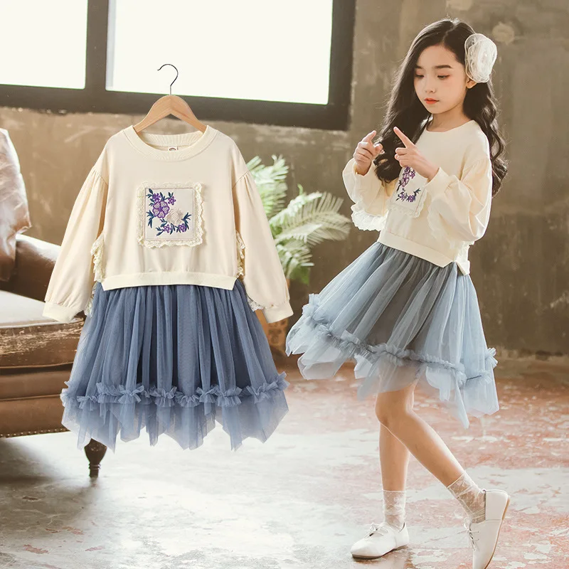 

Girls Dress 2019 Spring Clothing New Style Korean-style Childrenswear Big Kid Skirt Spring Little Girl Western Style Princess Ve