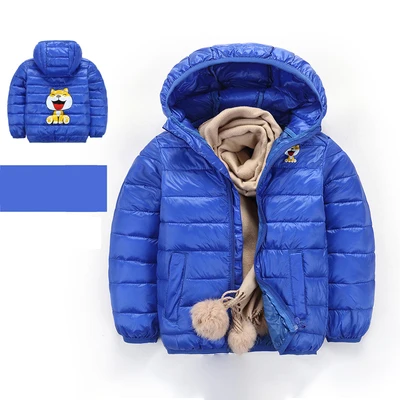 only blue jacket Детская зимняя теплая куртка из хлопка От 3 до 5 лет пуховик для мальчиков и девочек с капюшоном, Модное детское повседневное теплое пальто, Новинка - Цвет: only blue jacket