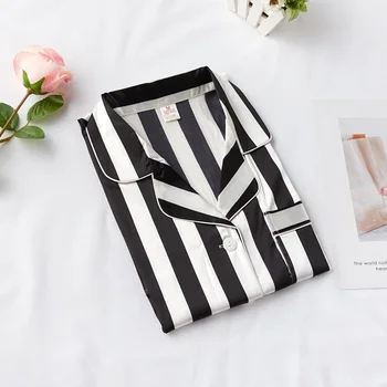 

Nightwear Homewear Intimate Lingerie Sleepwear Nightgown Casual Soft Satin Sleepshirt Striped Oversized Sexy Female Nightdress