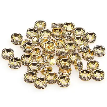 

Fashion 100pcs Silver Gold Crystal Rondelle Spacer Beads DIY 6mm 8mm Handmade Rhinestones Loose Spacer Beads Drop Shipping