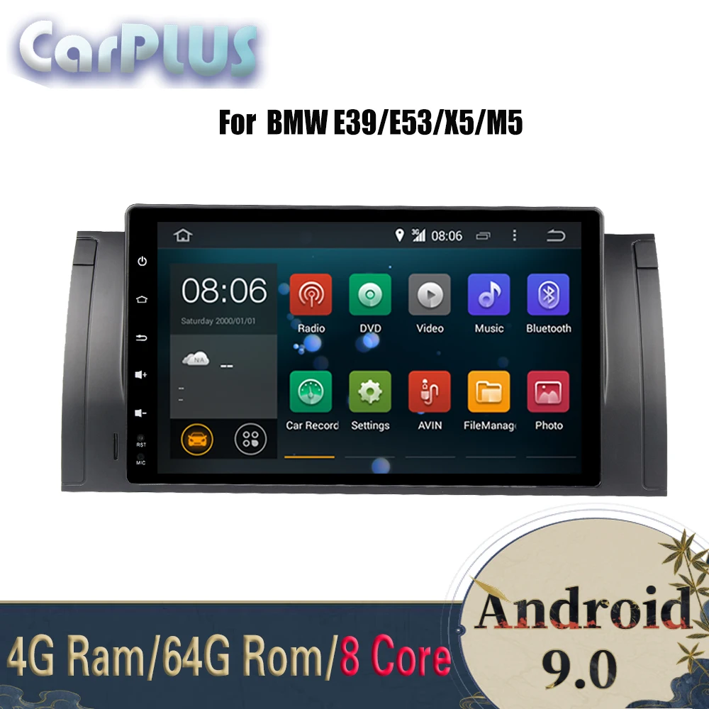 

android 9.0 4G Ram 64G Rom car dvd player cars multimedia player or BM W E39/E53/X5/M5 1996-2007 FM radio gps bluetooth audio