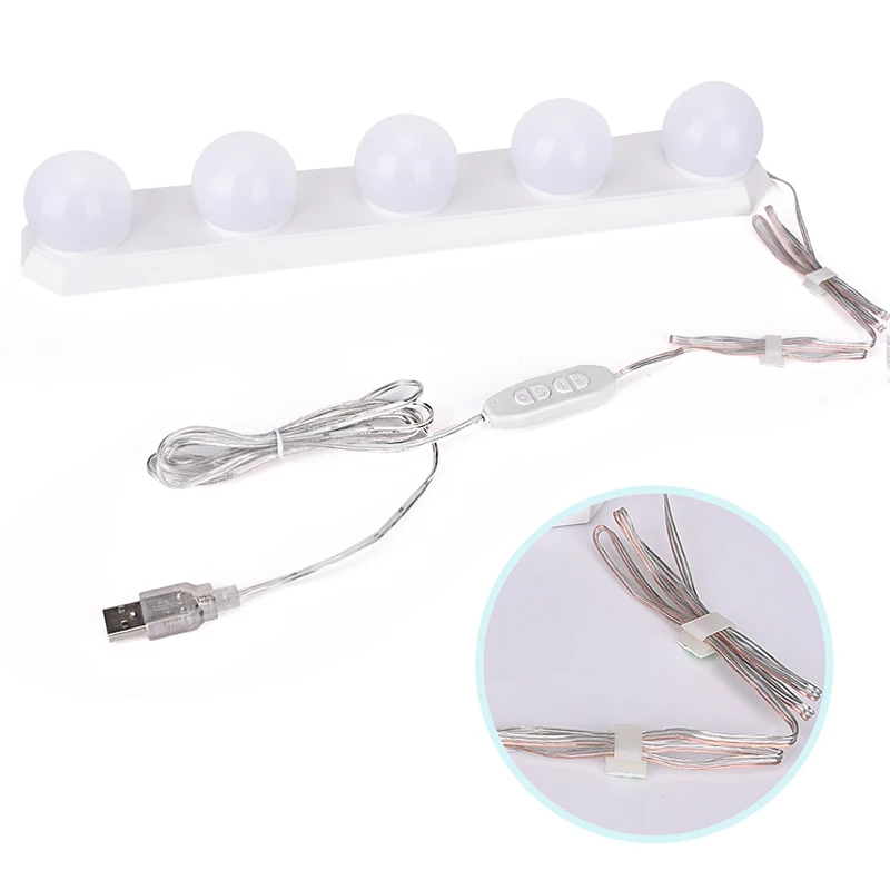  5 Bulb Led Makeup Mirror Light 3 colors Cosmetic Make up Light USB Powered Makeup Vanity Bathroom C