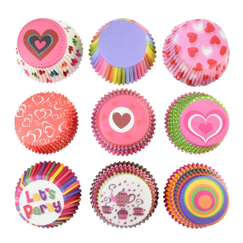 100 Stücke Muffin Kuchen Verpackung Tassen Papier Event Party DIY Küche Backen Kuchen Platz Form Cupcake Kuchen Dessert Ölbeständige Box 7 cm – Detail 6
