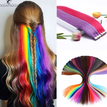

XUANGUANG Fashion Color wig hair Long Straight color Hair PieceHair Extensions Clip In hair Synthetic Hair Straight Clip