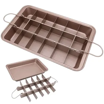 

Non Stick Brownie Pan With Dividers 18 Pre-slice Brownie Baking Tray Carbon Steel Bakeware Oven Baking Mould
