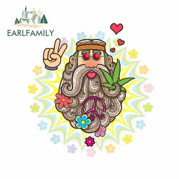 

EARLFAMILY 13cm x 12.2cm for Hippie Motorcycle Car Stickers Vinyl Waterproof Bumper Decoration Car Accessories 3D Car Decals