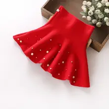 Minifaldas con cuentas hechas a mano de hilo de lana para niña, falda de cintura elástica de Cachemira, ropa de moda coreana para niña pequeña, primavera y otoño