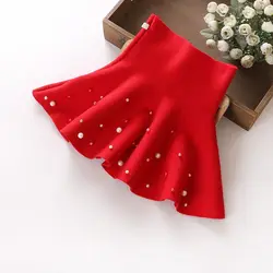 Meninas mini saias primavera outono novo artesanal frisado fio de lã cashmere cintura elástica saia coreana moda bebê menina roupas