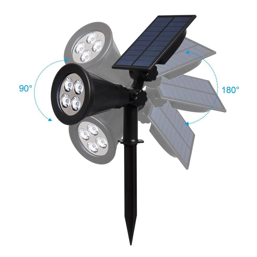 Enhanced Solar Powered LED Spotlight - Adjustable Outdoor IP65 Waterproof Landscape Light