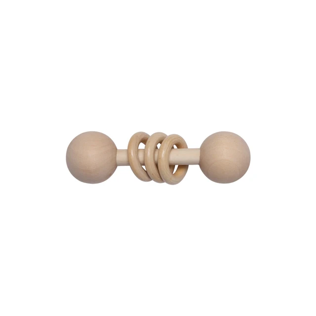 Baby Wooden Rattle Beech Bear Hand Teething Wooden Ring Baby Rattles Play Gym Montessori Stroller Toy Educational Toys for Kid set-30