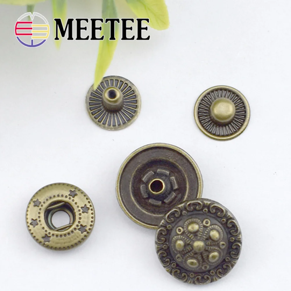 10pcs 15/17/25mm Retro Metal Snap Buttons Fastener Wallet Leather Buckles Clothes Combined Button DIY Garment Accessories D3 7|snap fastener|buttons