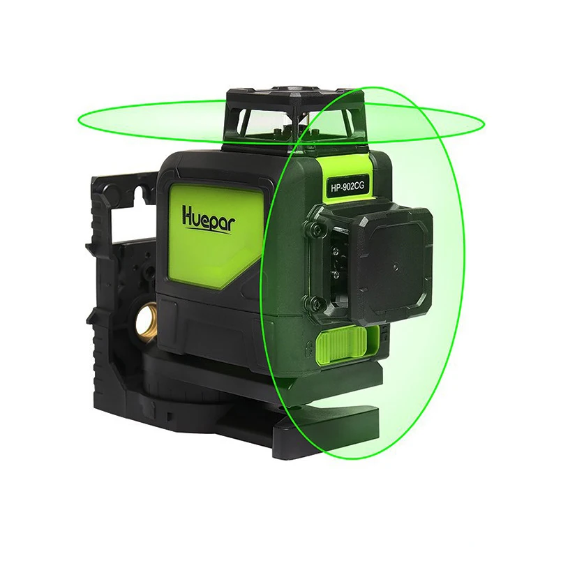 Самонивелирующийся лазерный 3D уровень Huepar 902CG 360 зеленый луч мощный с 5/8/12