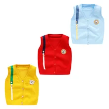 Детская газовая одежда без рукавов Детский жилет на весну и осень жилет для малышей от 0 до 3 лет жилет из чистого хлопка Весенняя вязаная одежда с вырезом лодочкой