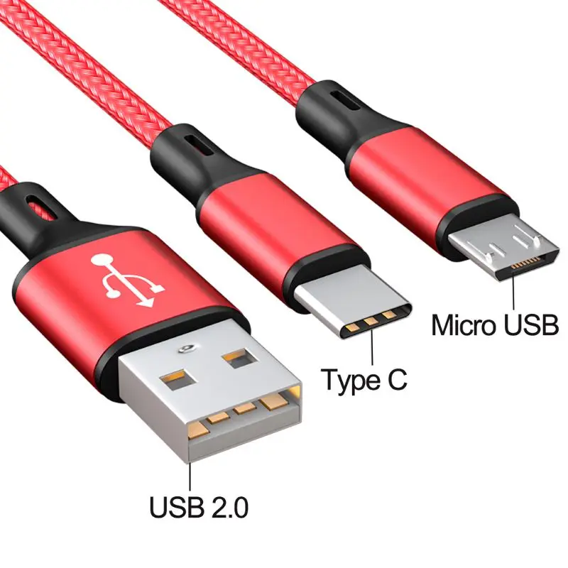 2в1 Универсальный Micro usb type C зарядный кабель провод для Samsung Oneplus Xiaomi Huawei ZTE sony htc Android мобильный телефон планшет