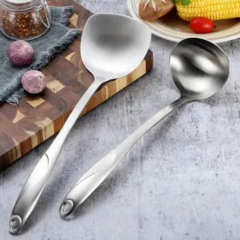 

Long Handle Soup Ladle Spoon Turner Wall Hanging Stainless Steel Spatula Sauces Spoon Tableware Kitchen Cooking Utensils Tool