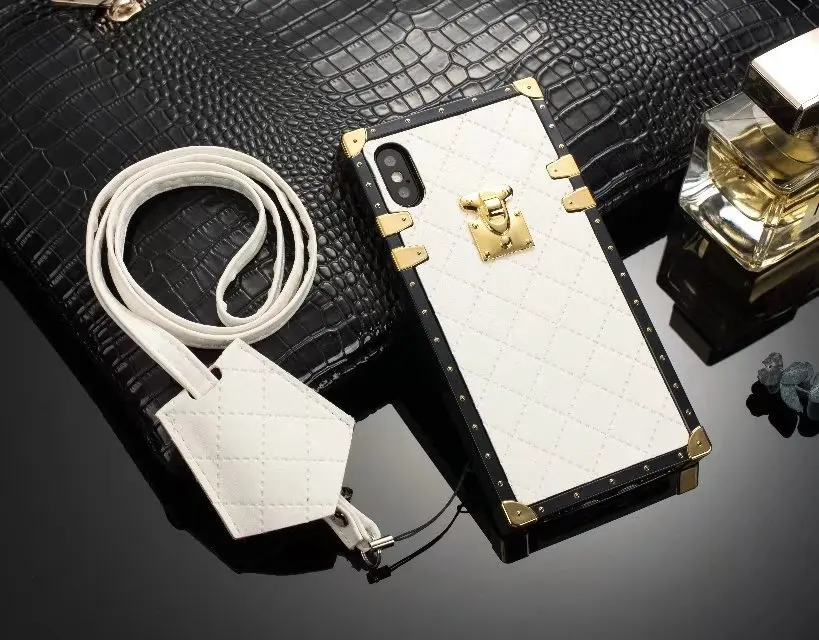 Роскошный чехол из искусственной кожи для мобильного телефона для iphone X, 6 6s 7 8 Plus XR Xs Max Мода квадратный решетки Винтаж для задней панели телефона Футляр, складной чехол