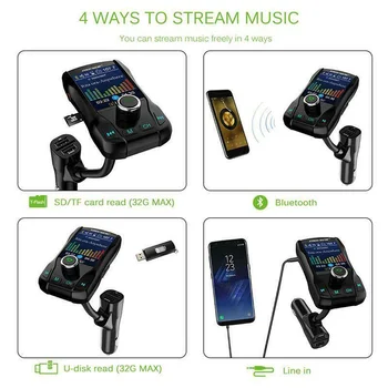 

Auto FM Transmitter Accessories Bluetooth V3.0 Hands free Color Screen