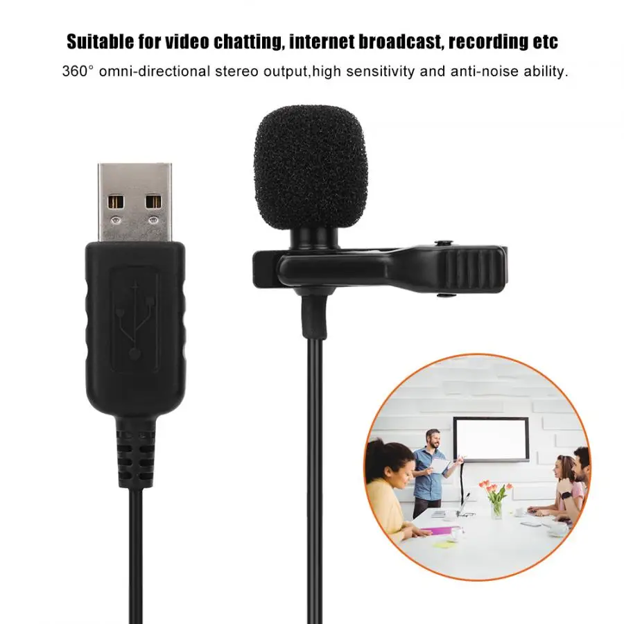 USB клип на компьютер микрофон всенаправленный мини микрофон конденсатор для ПК микрофон
