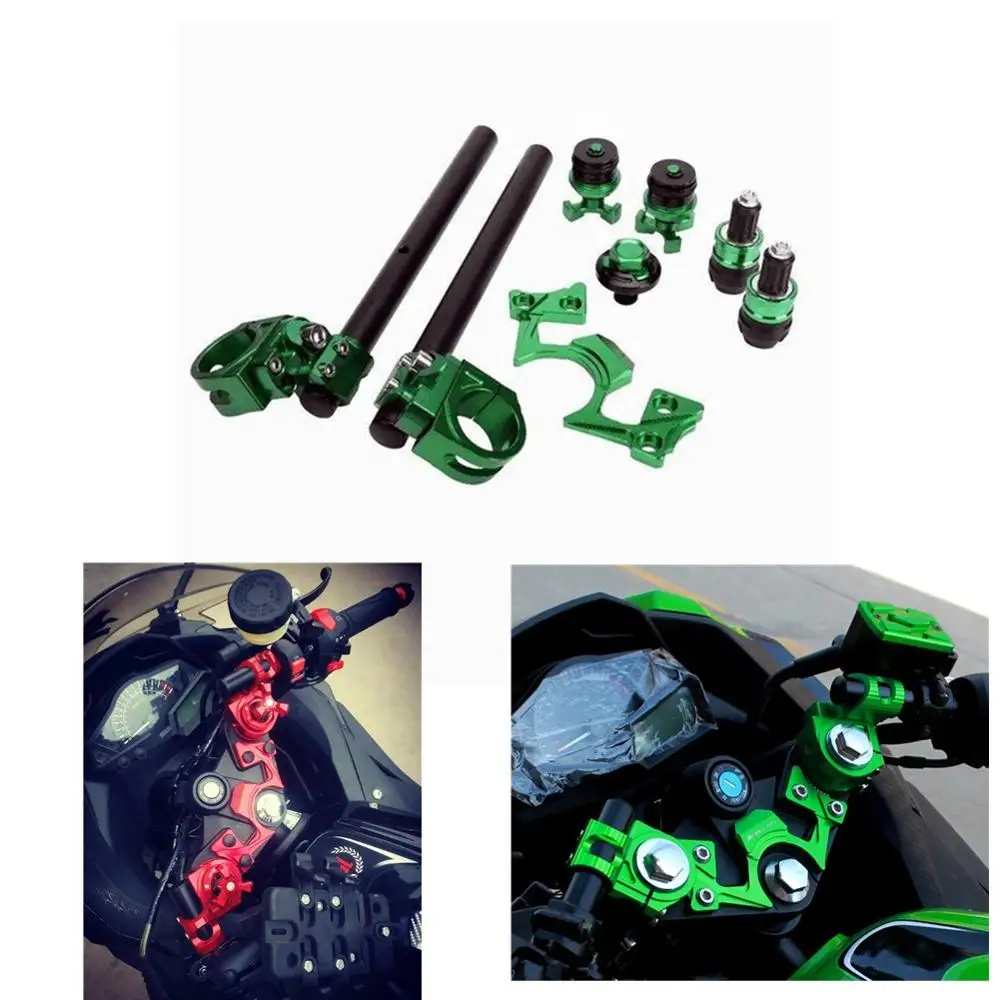 Для Kawasaki Ninja 250 300 NINJA300 2013 регулируемые Рули с зажимом на рукоятке концы вилки регуляторы Хомут Гайка защитная накладка