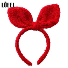 Новые плюшевые повязки для волос с заячьими ушками, милые одноцветные бантики, повязка для волос, для взрослых, для мытья лица, обруч для волос, аксессуары для волос, женские головные уборы
