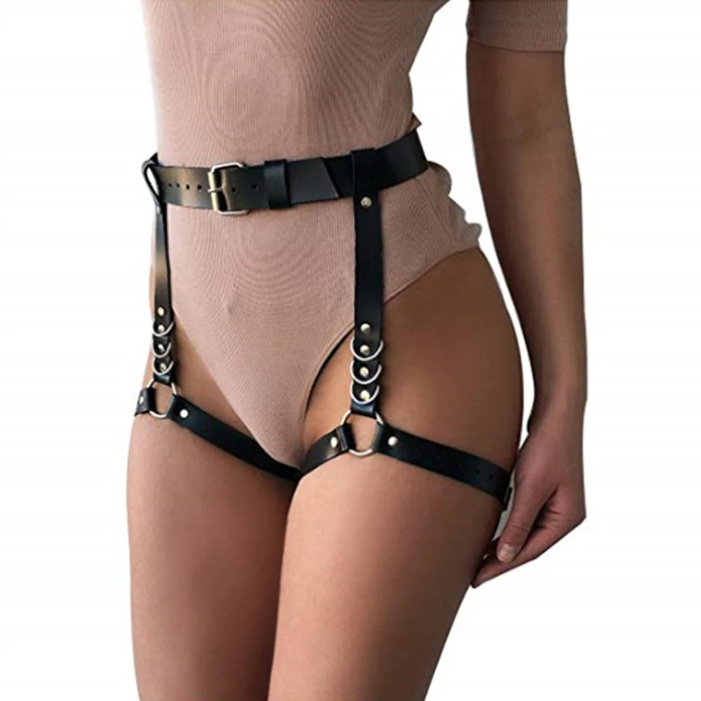 PU Leather Body Harness Waist Belt Leg Garter Punk Gothic Suspenders Band Strap punk style adjustable waist Night Club leg rings