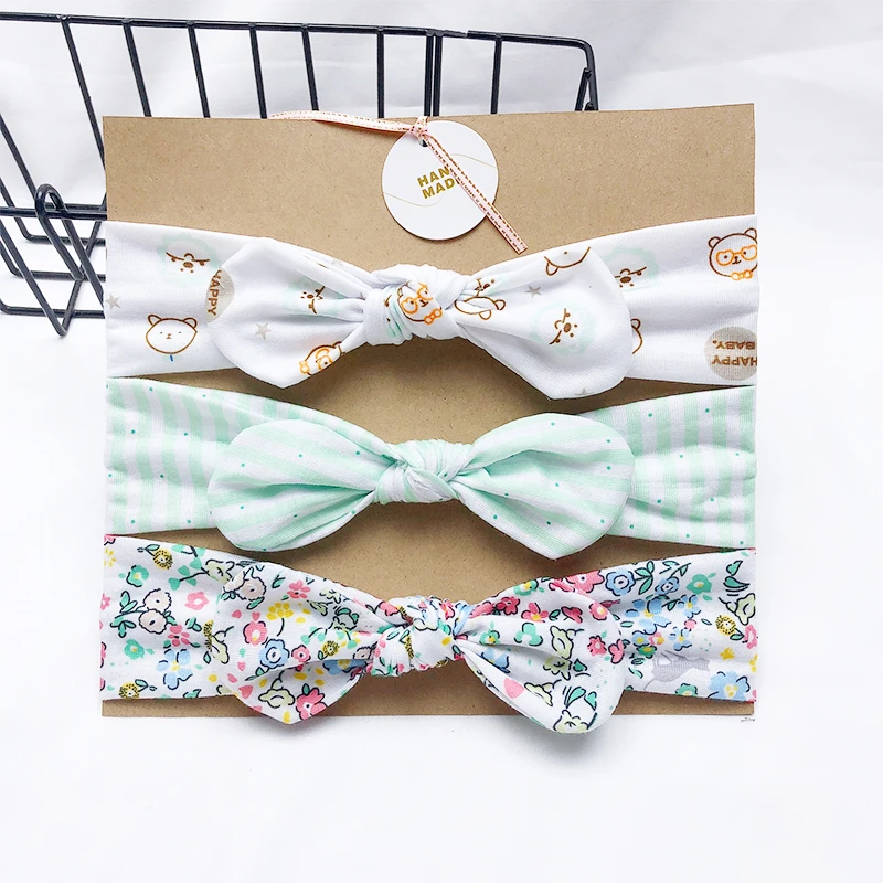 baby accessories clipart 3pcs/lot Dot/stripe/Print Flower Cartoon Bow Elastic Headbands Toddler Turban Hair Band Baby Girl Bows Hair Accessories Baby Accessories discount