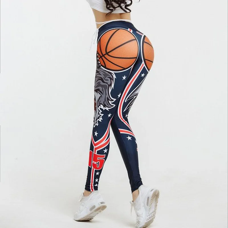 

2018 Cross Border for Wis EBay Europe And America WOMEN'S Dress Basketball Positioning Printed Slim Fit Athletic Pants Yoga Pant