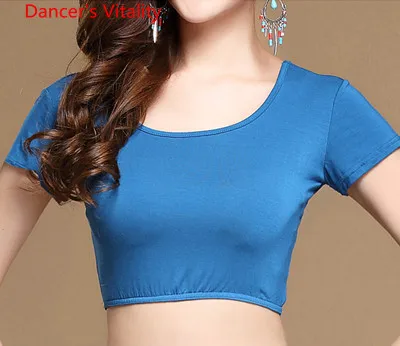 Belly Dance Practice Clothes Women Beginners Short Sleeve Cropped Top Skirt Oriental Indian Dancing Performance Training Costume - Цвет: Only Top as Photo