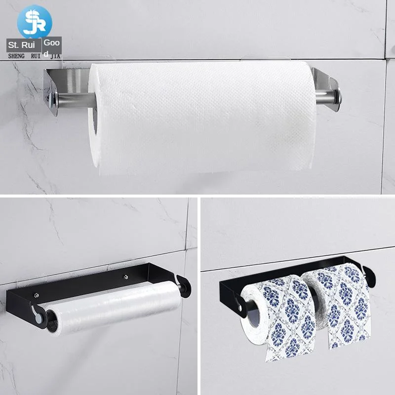 

304 Stainless Steel Plastic Wrap Rack Kitchen Roll Stand Freshness Protection Package Storage Shelf Wall Hangers Black And White