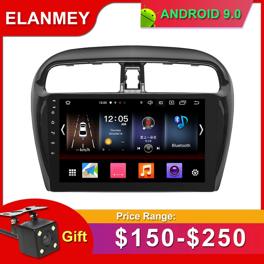 

Gift Camera Car Radio for Mitsubish MIRAGE 2012 Android 9.0 GPS Navigation Bluetooth Touch screen Car Audio Stere Multimedia