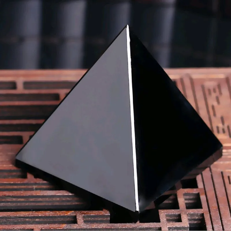 Целительная Пирамида Кристалл ремесла черный натуральный обсидиан кварцевый кристалл красивый домашний декор блестящая поверхность камни и кристаллы