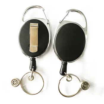 

4 Pc with Retractable Identity Card Buckle Carabiner Badge Reel with Belt Buckle and Key Ring