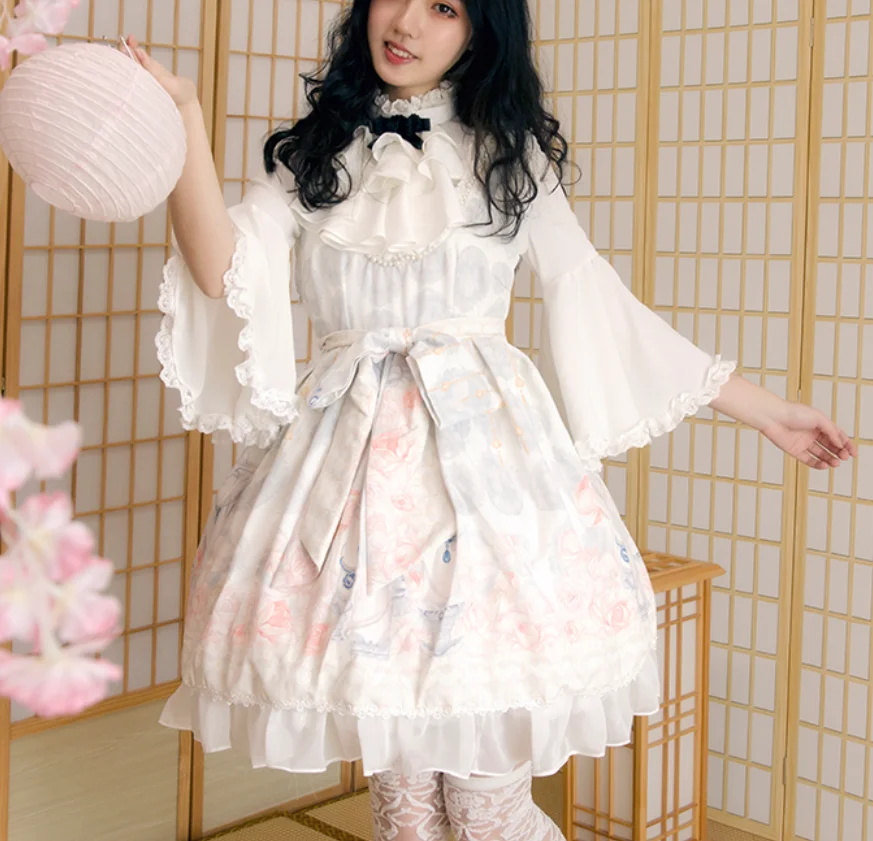 

Victoria lace Ruffle dress cute sweet girl Lolita jsk Dress loli Cosplay gothic Japanese soft girl vintage princess dress