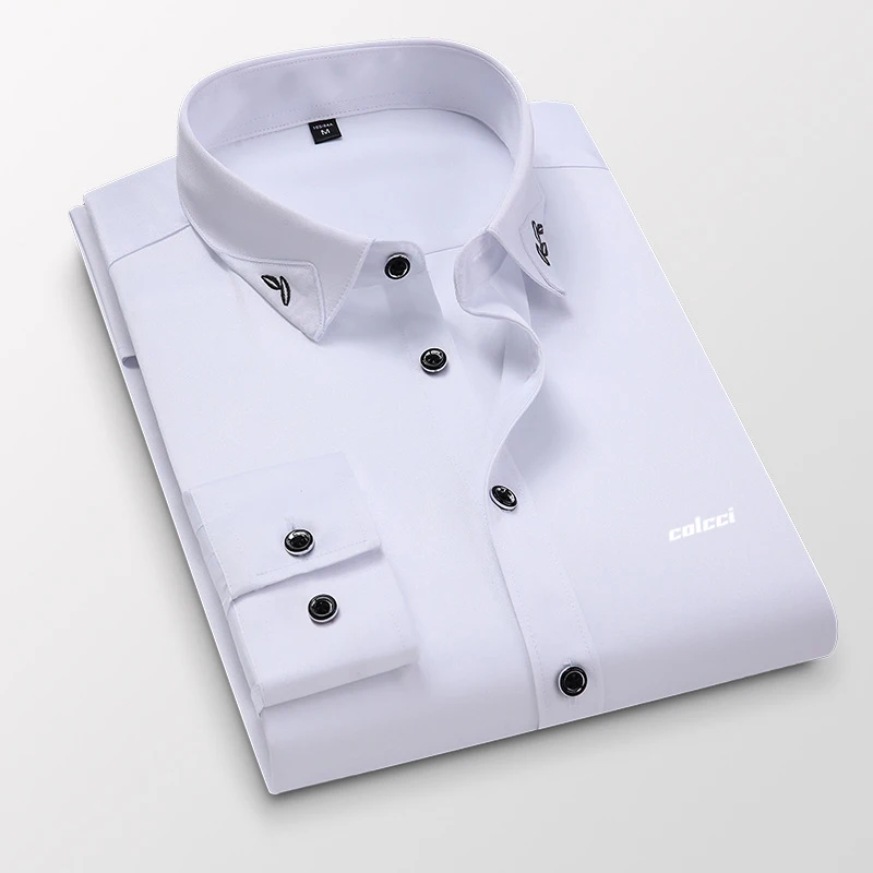 Silky Casual 2021Men's Shirts Slim Fit Office Men's Business Shirts Silk Cotton No Pilling Men's Office Shirts