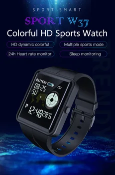 

NEW Smart Sport Watch Touch Screen Call Reminder Watch Heart Rate Blood Pressure Sleep Monitoring Waterproof Wristwatche W37