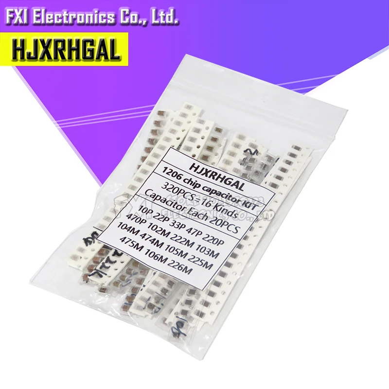 SMD Capacitor smd capacitor 16values*20pcs=320pcs 0603 0805 1206 assorted kit component diy samples kit
