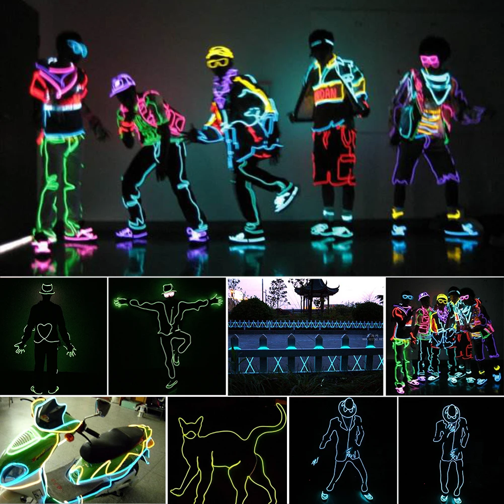 Colorful 20-220V 10M EL Led Light Creative Flexible Soft Tube Wire Neon Glow waterproof Car Rope Strip Light Xmas Decoration