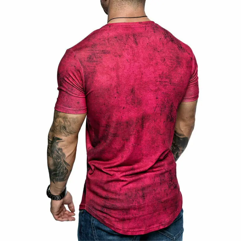 Размера плюс для мужчин Slim Fit V образным вырезом с коротким рукавом облегающая