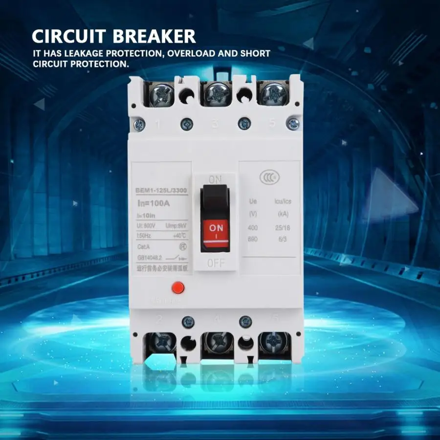

BEM1LE-125L/3300 100A 3-Pole Leakage Protection Low Voltage Moulded Case Circuit Breaker Air Switch residual circuit breaker
