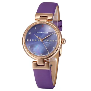 

Taylor Cole New Design Women Watches Silver Crystal Case Watches Blue Leather Strap zegarki damskie Elegant Quartz Watch / TC114