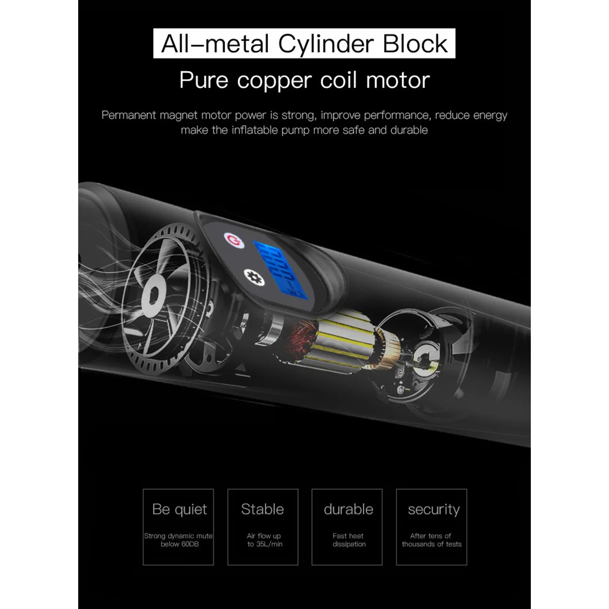  150PSI 6000mAh USB interfaz portátil compresor de aire bomba inflable con pantalla LCD para bicicle