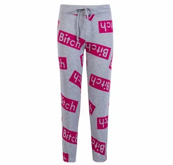 

Fashion Women Stretch Waist Jogger Workout Leggings Loose Casual Bitch Letter Print Harem Pants FitnessTrousers